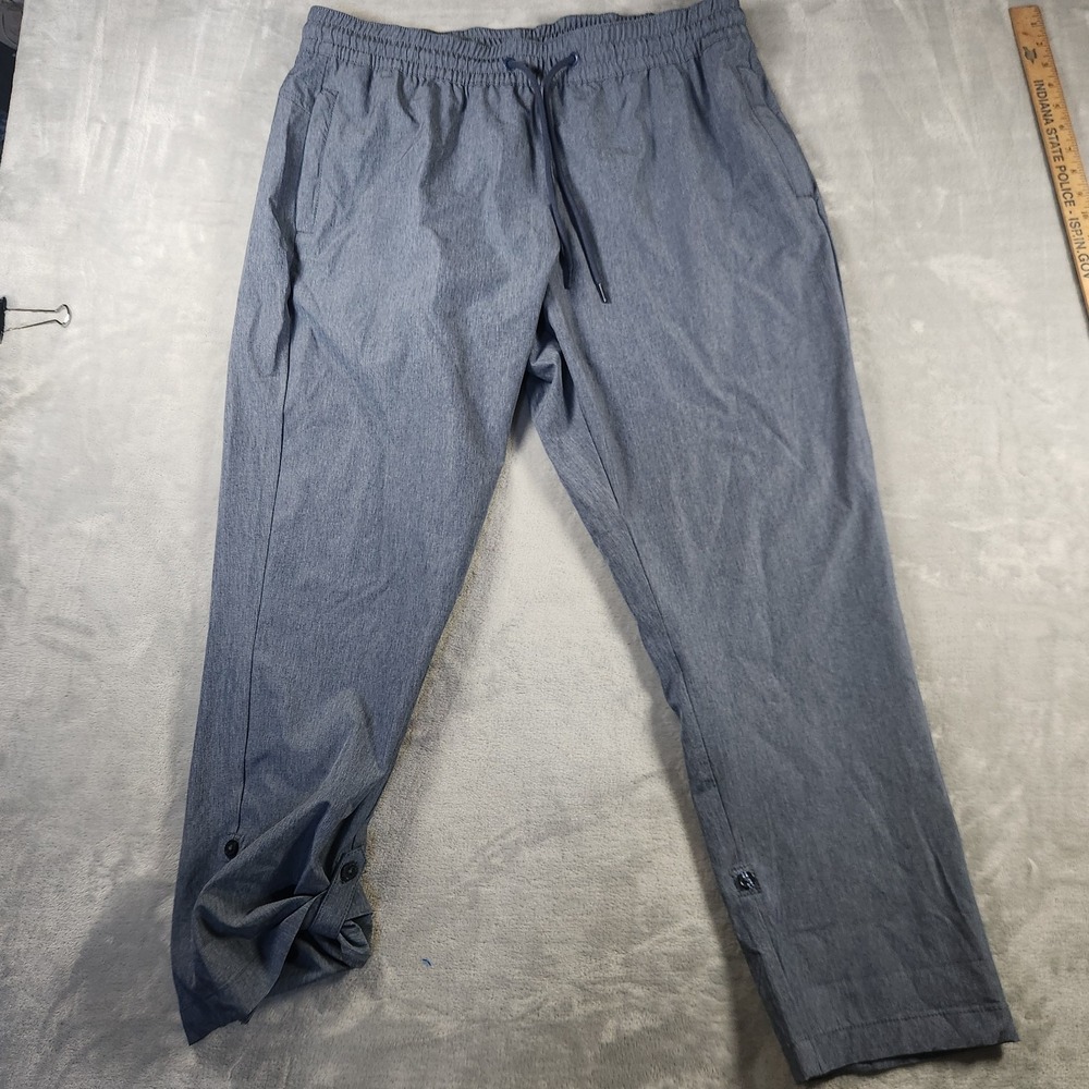 Huk Fishing Pants Mens XL Blue Performance Fishing Pants Zip Pocket Roll Tab‎